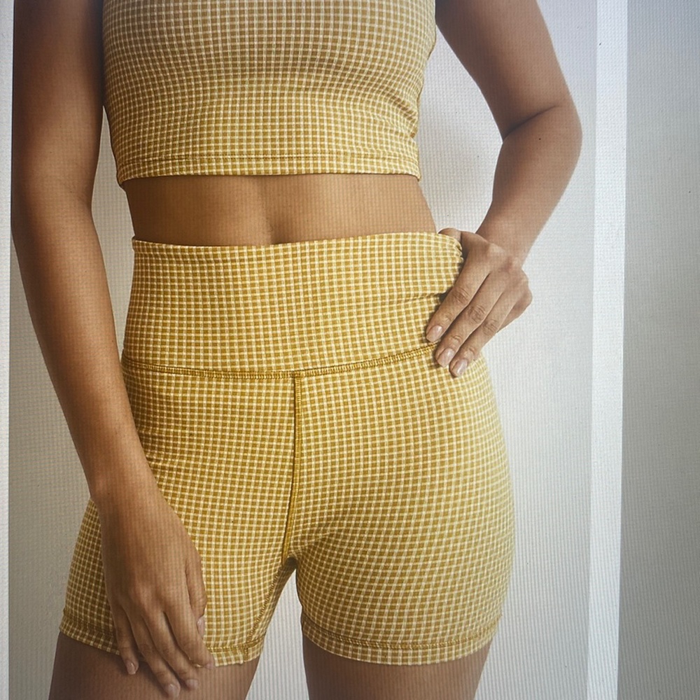 Madewell Yellow Checkered Crop Top